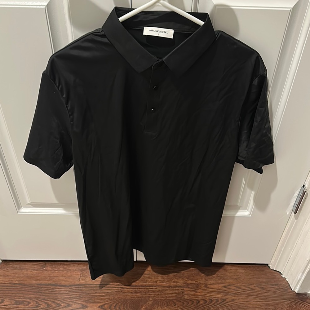 Men's Black Polo Shirt AHA selected large never worn